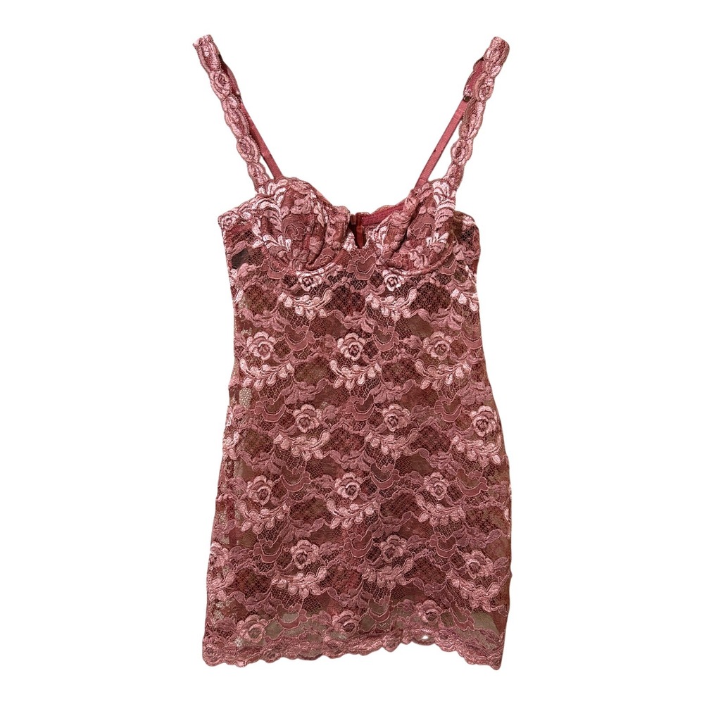 Vintage‎ La Perla Lace Chemise 34 Italy Dusty Rose Underwire Slip Dress Size 2